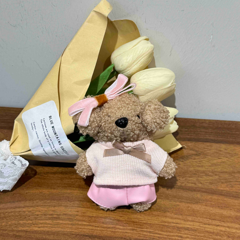 粉色泰迪小狗挂件