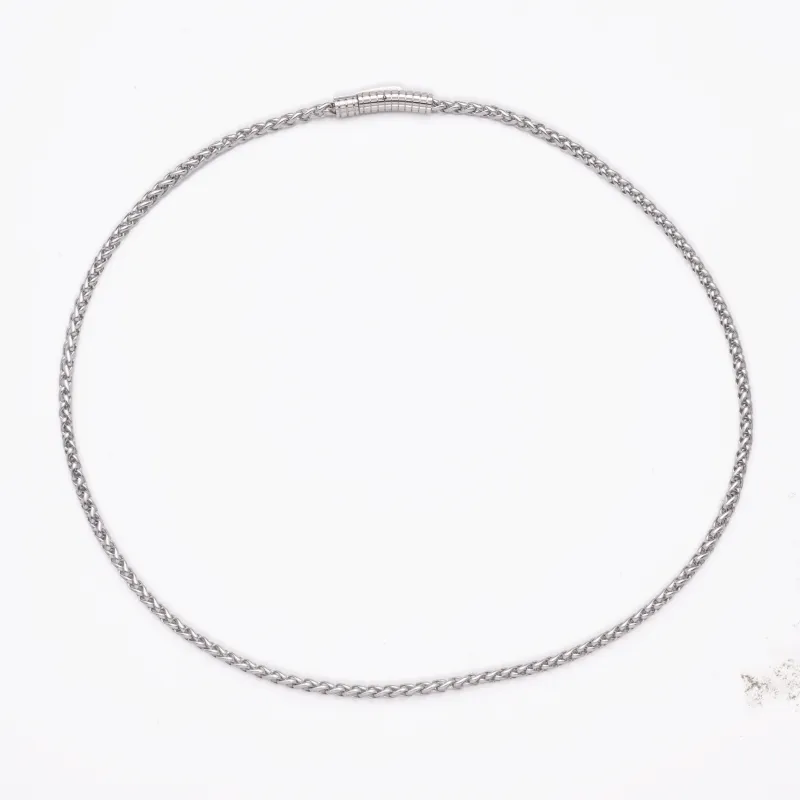 花篮项链 宽4mm 长46cm 钢色（格子纹按扣）