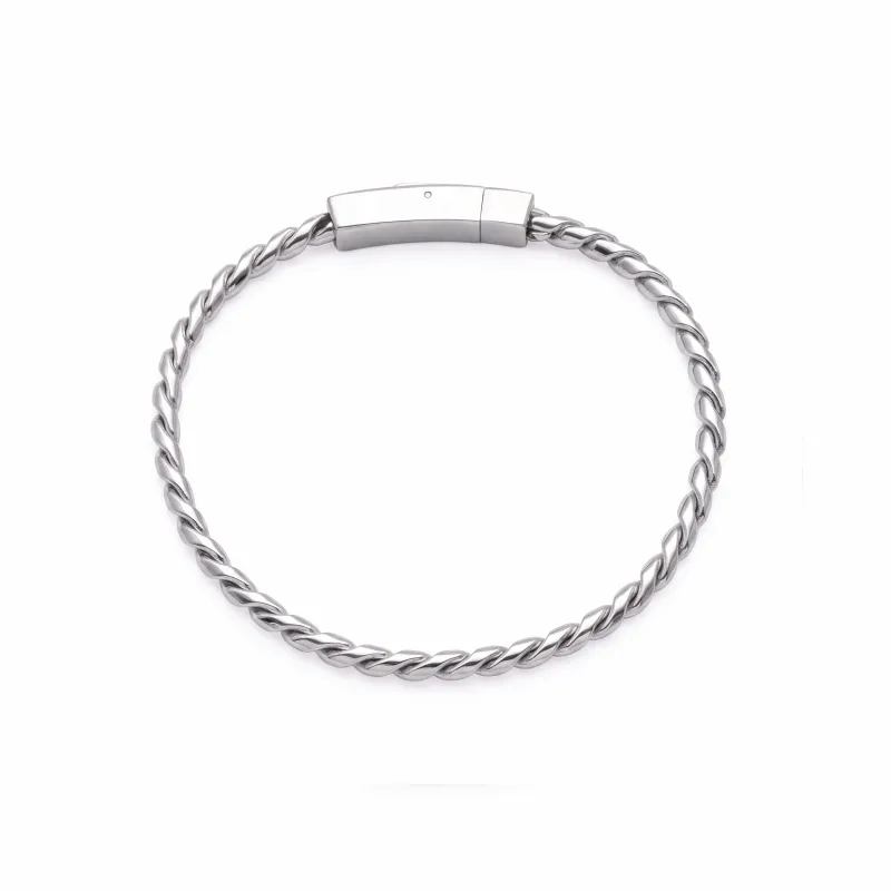 扭S手链 宽4mm 长18cm 钢色（方形按扣）